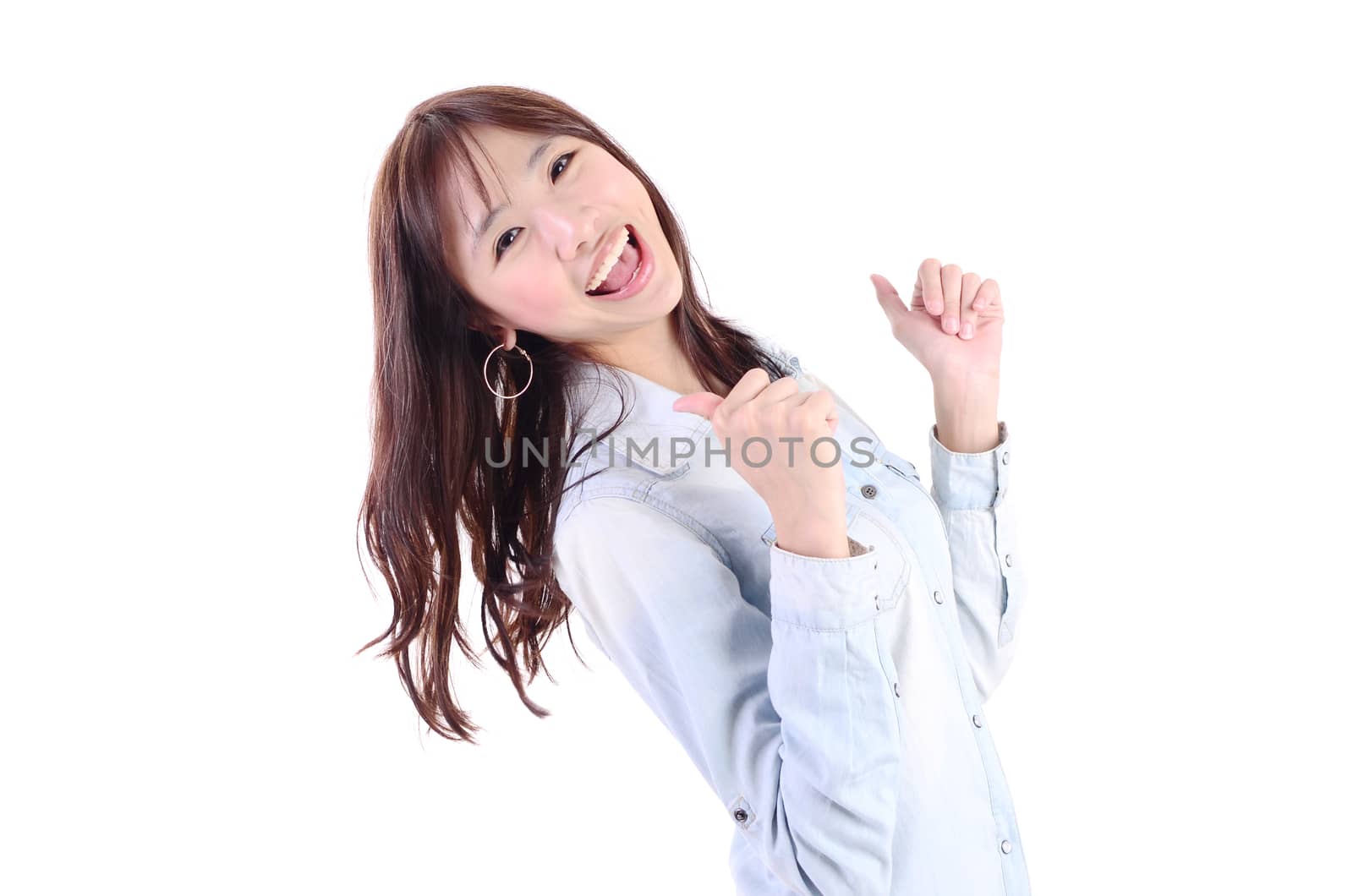 Smiling Southeast Asian  woman over white background