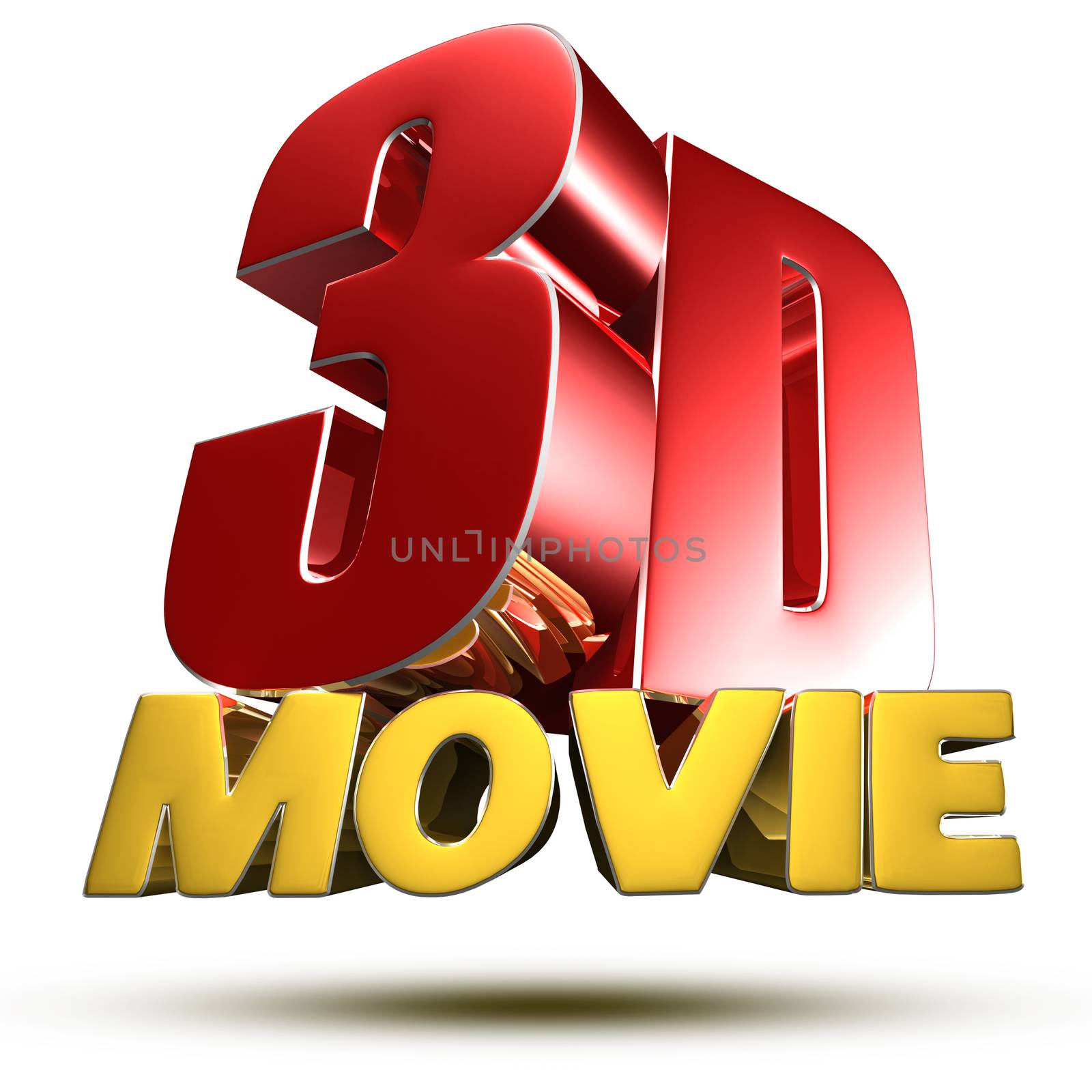 Movie 3d illustration on white background.(with Clipping Path).