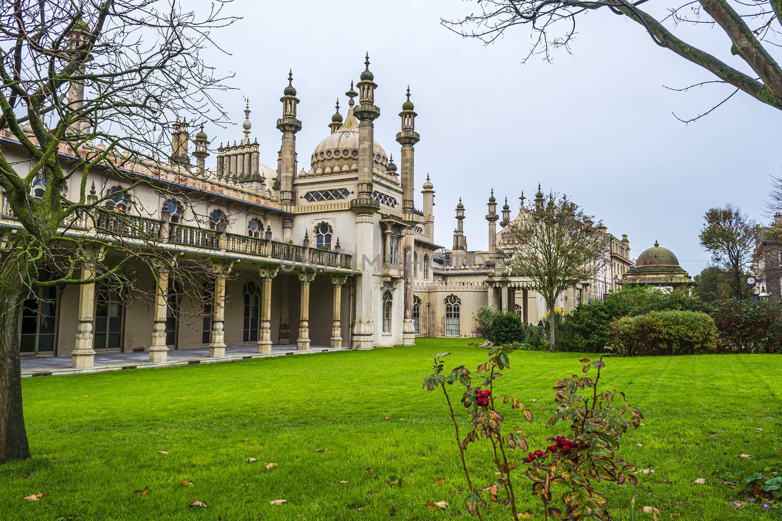 Historic Royal pavillion in Brighton, England. The Royal Pavilion, also known as the Brighton Pavilion, is a former royal residence located in Brighton, England.