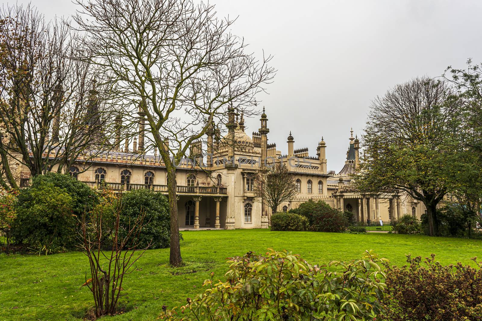 Historic Royal pavillion in Brighton, England. The Royal Pavilion, also known as the Brighton Pavilion, is a former royal residence located in Brighton, England.