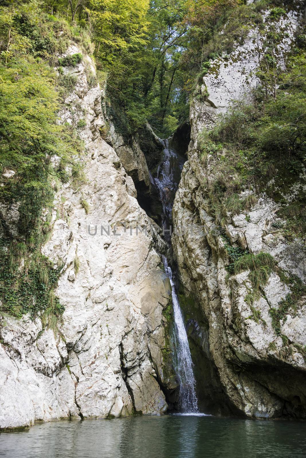 Waterfall in the Agur gorge near Sochi, Russia by butenkow