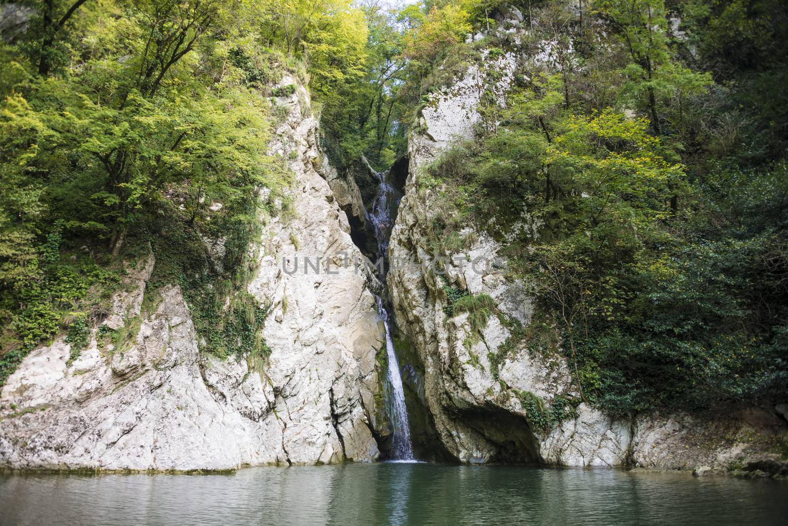 Waterfall in the Agur gorge near Sochi, Russia.