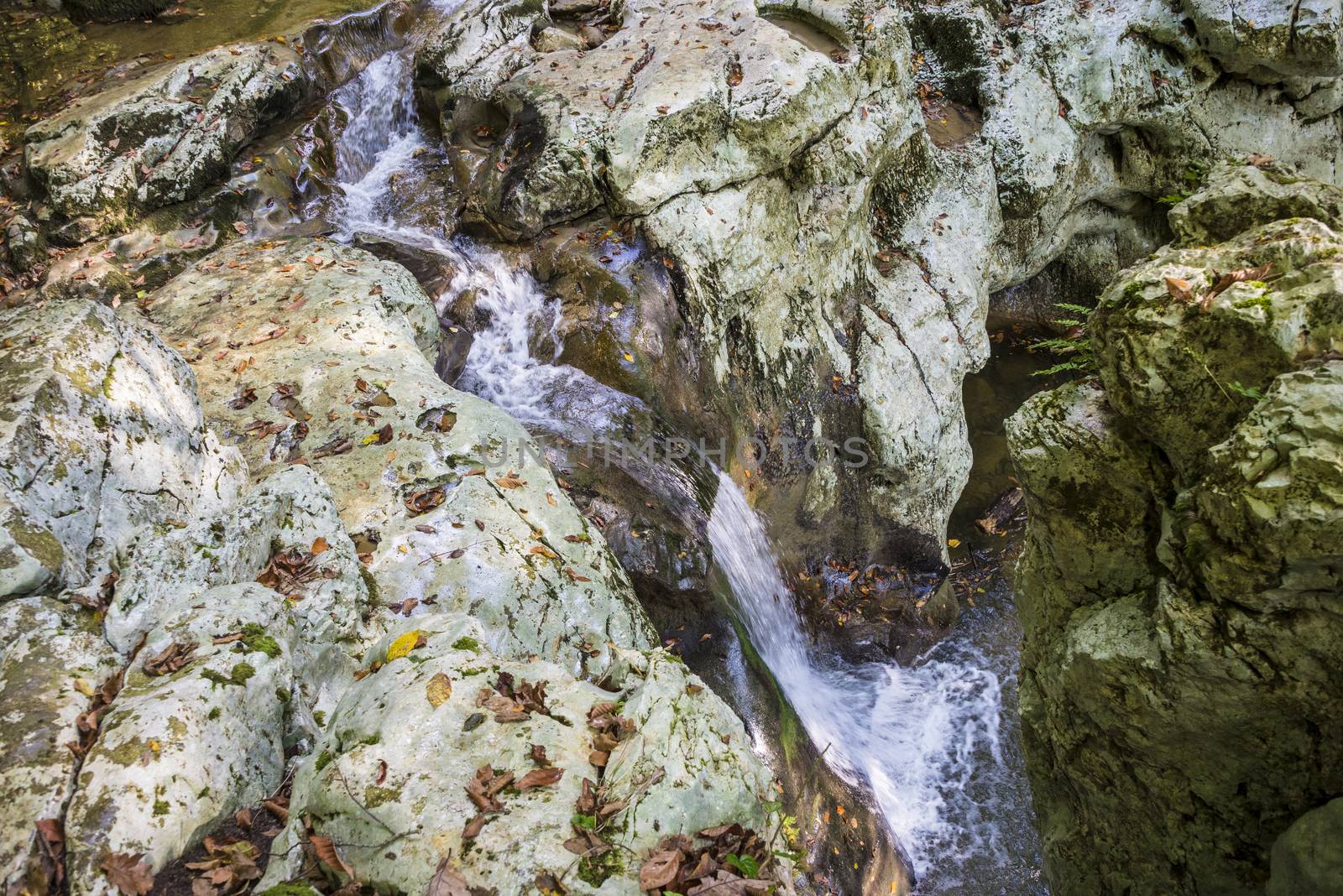 Waterfall in the Agur gorge near Sochi, Russia.