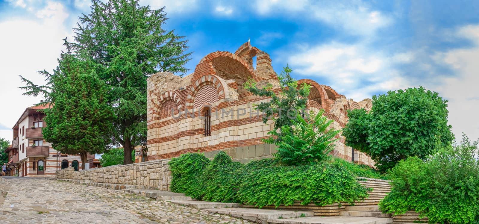 Nessebar, Bulgaria – 07.10.2019.  Church of St John Aliturgetos in Nessebar, Bulgaria, on a cloudy summer morning