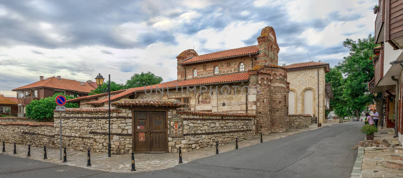 Nessebar, Bulgaria – 07.10.2019.  Church of St Stephen in the old town of Nessebar, Bulgaria, on a cloudy summer morning