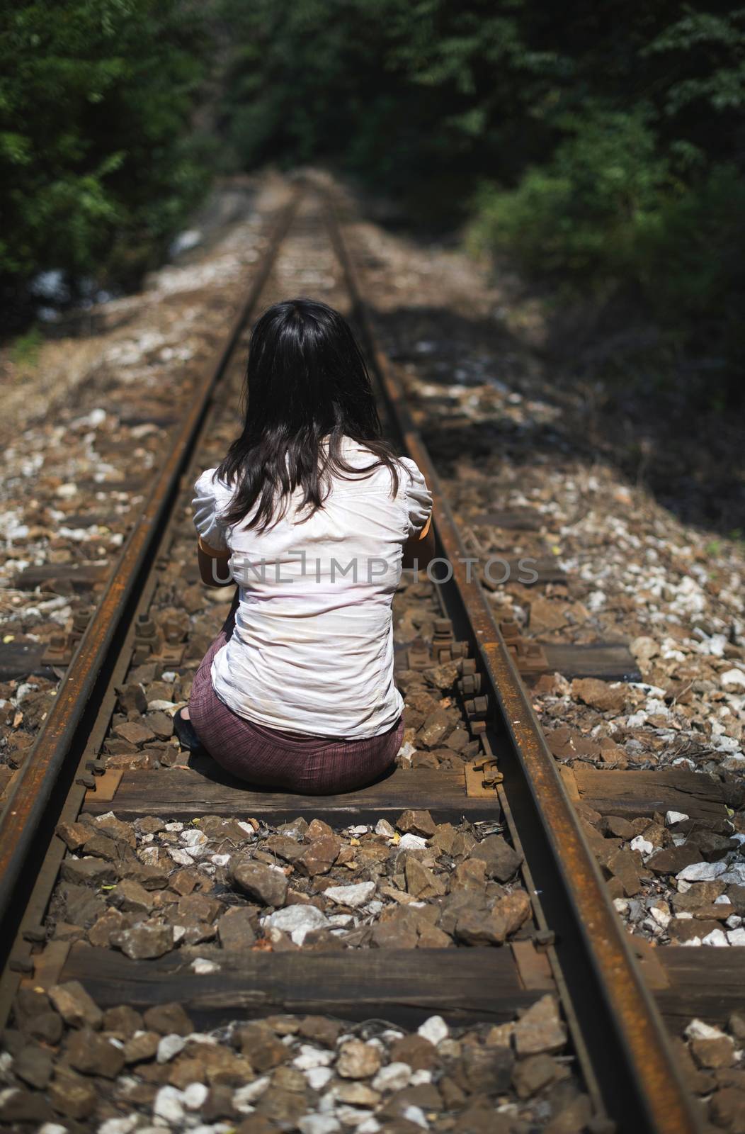 Women on railroad by deyan_georgiev