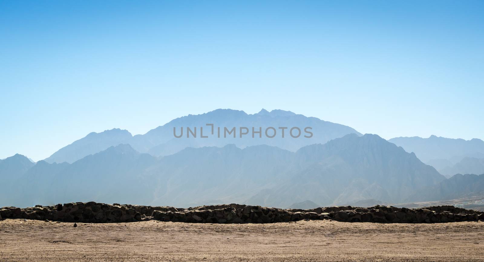 high rocky mountains in the desert in Egypt Dahab