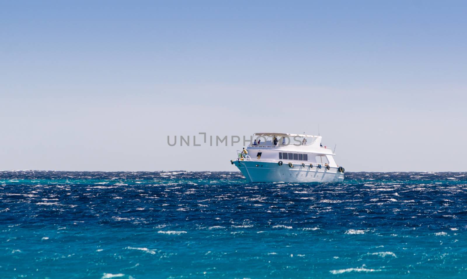 white pleasure boat in the Red Sea