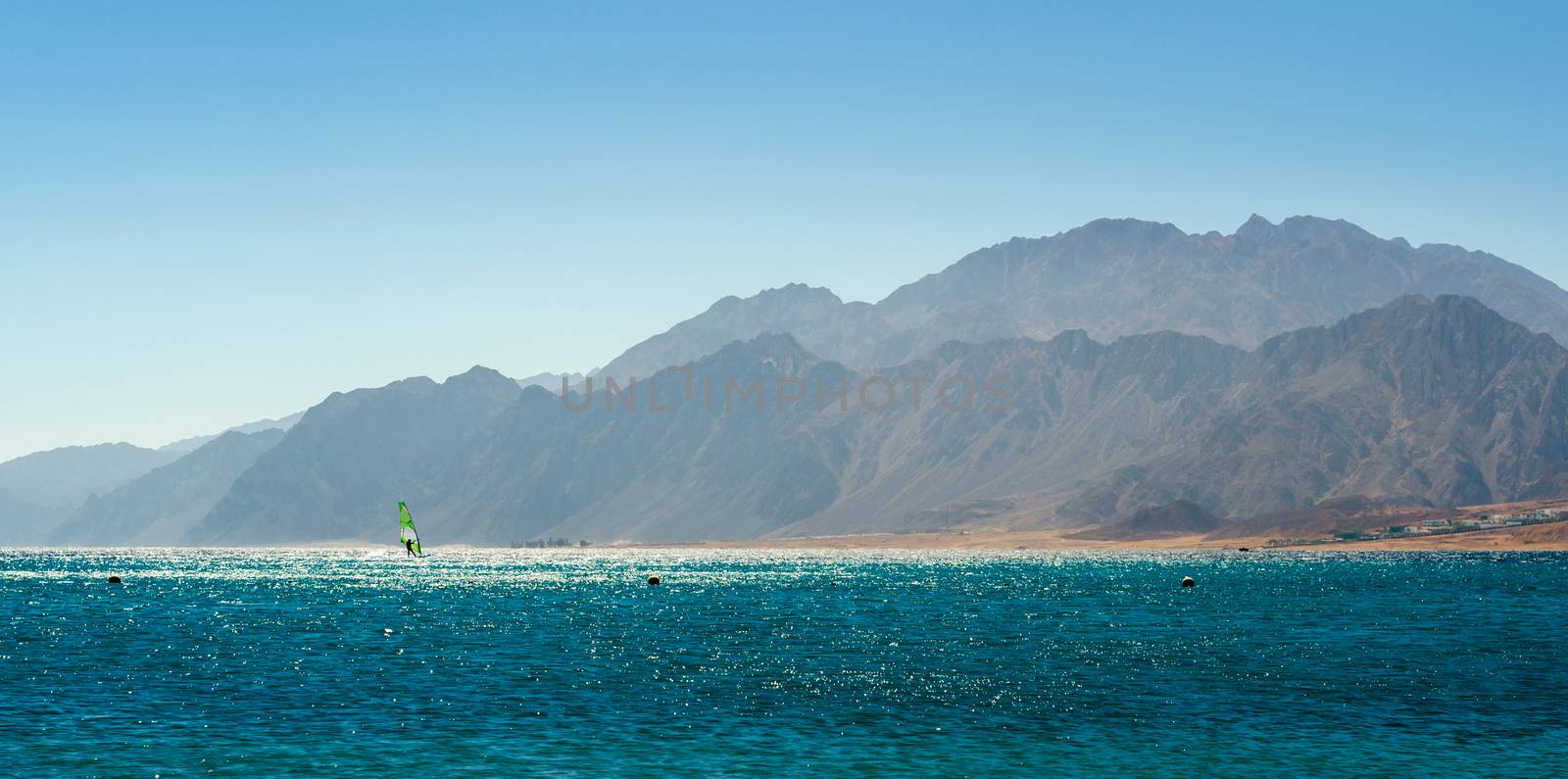 landscape sea and high rocky mountains on the coast in Egypt