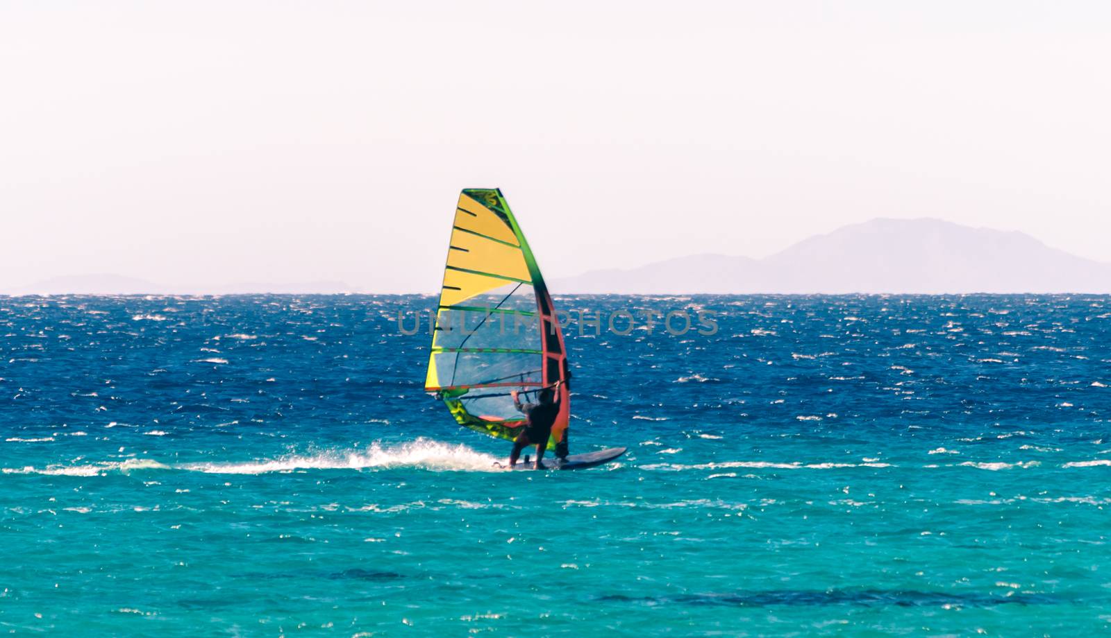 surfer rides in the Red Sea in Egypt