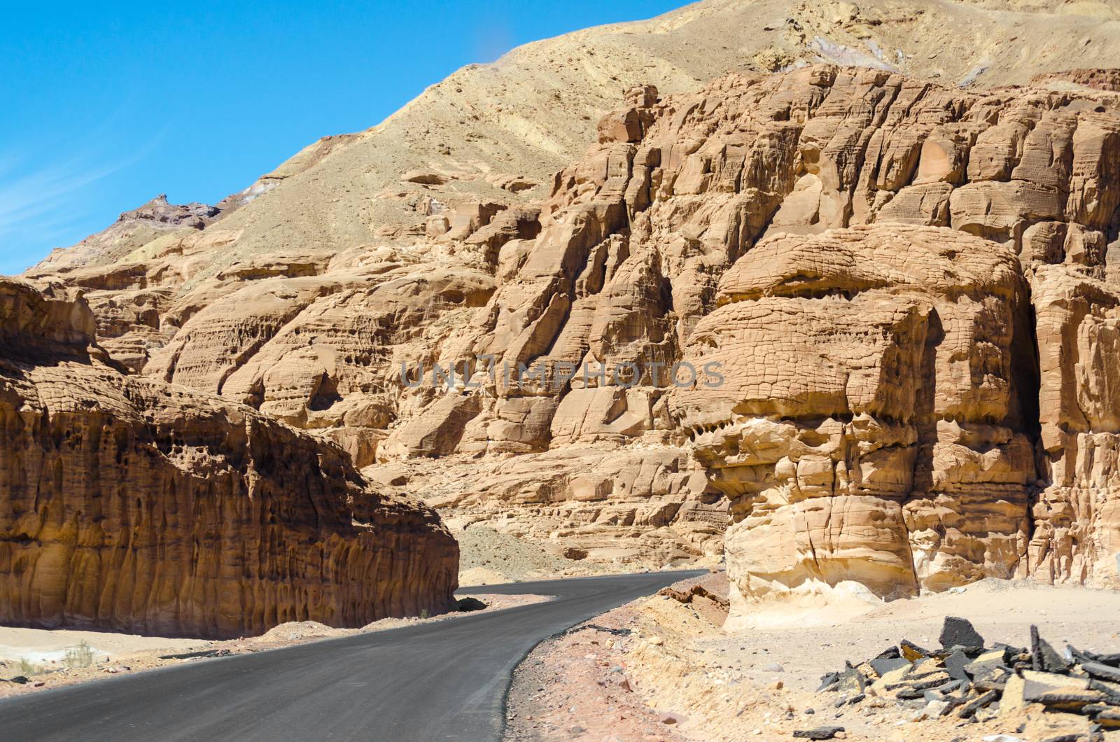 turn in the mountains in Egypt Dahab South Sinai