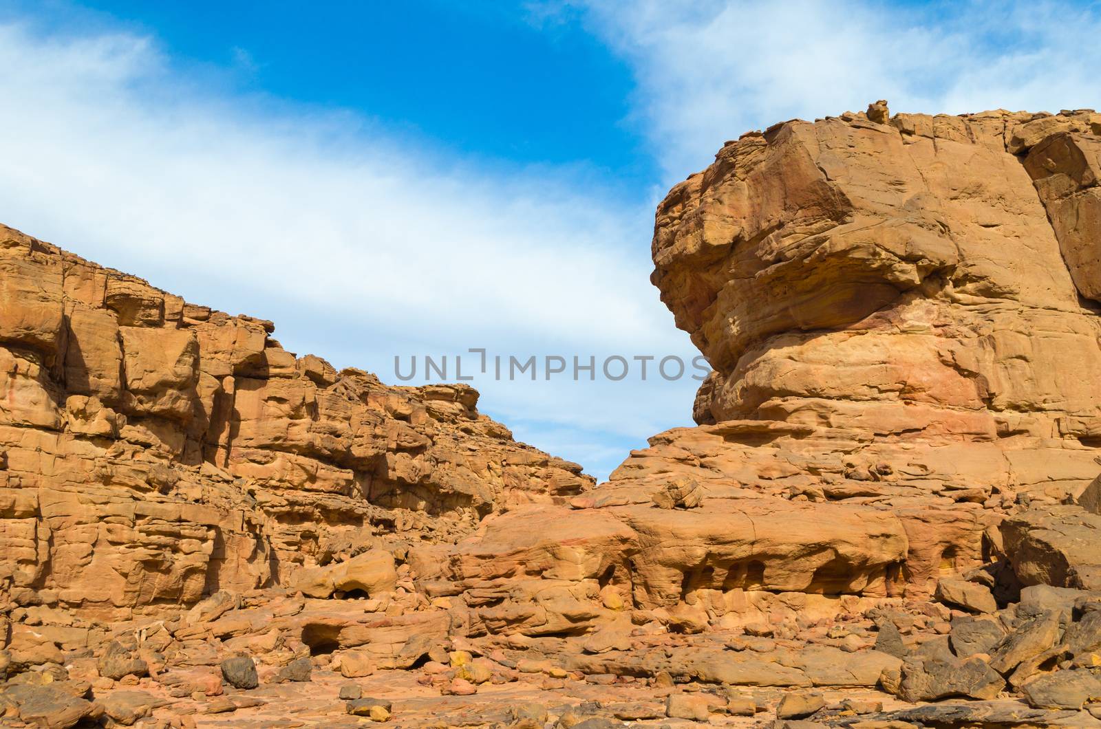 colored canyon in the desert in Egypt