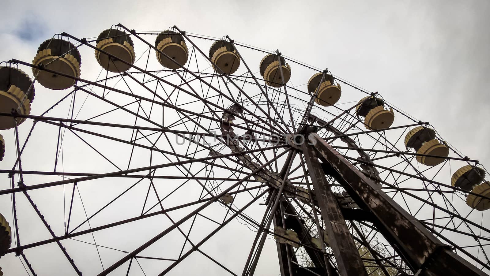 ferris wheel in an abandoned amusement park in Chernobyl
