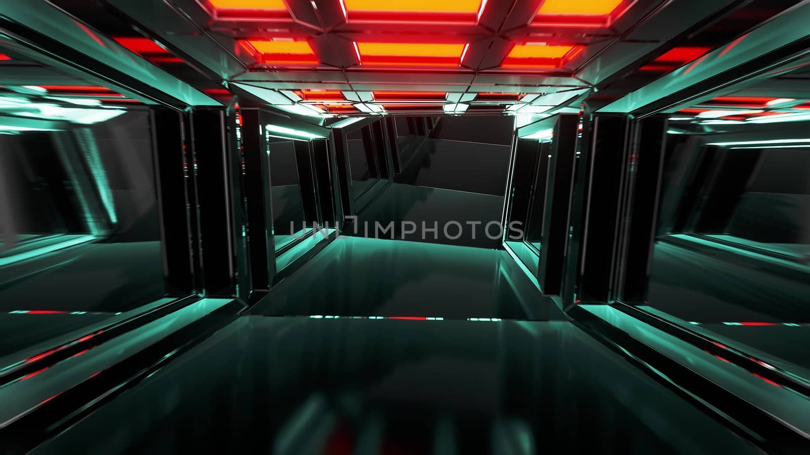 realistic glass tunnel corridor with wireframe contur 3d illustration wallpaper background by tunnelmotions