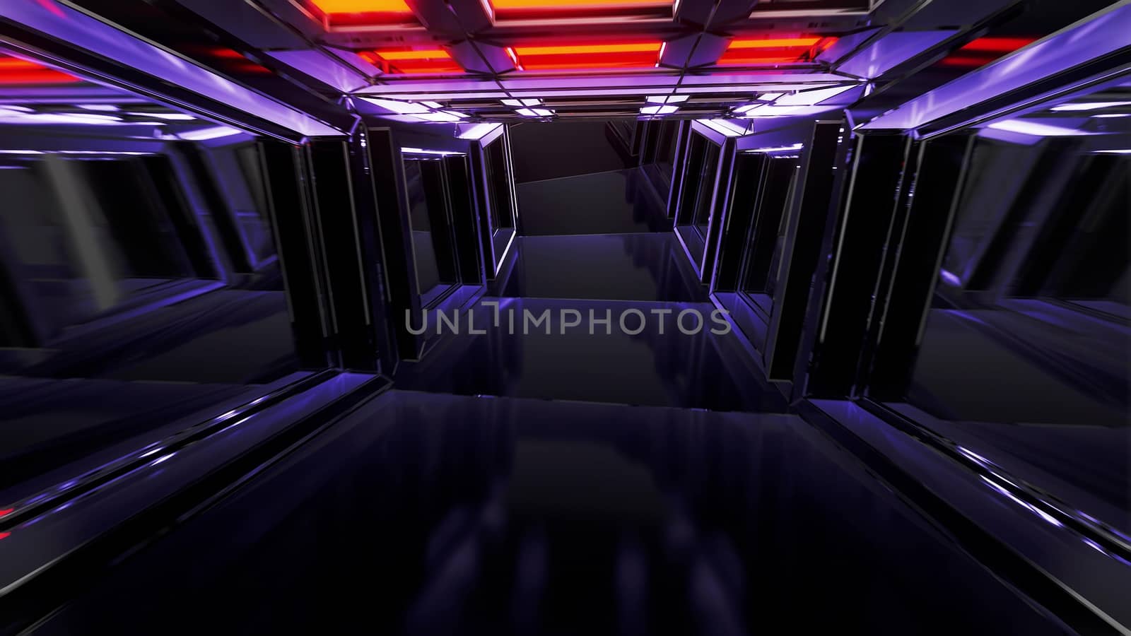 realistic glass tunnel corridor with wireframe contur 3d illustration wallpaper background by tunnelmotions