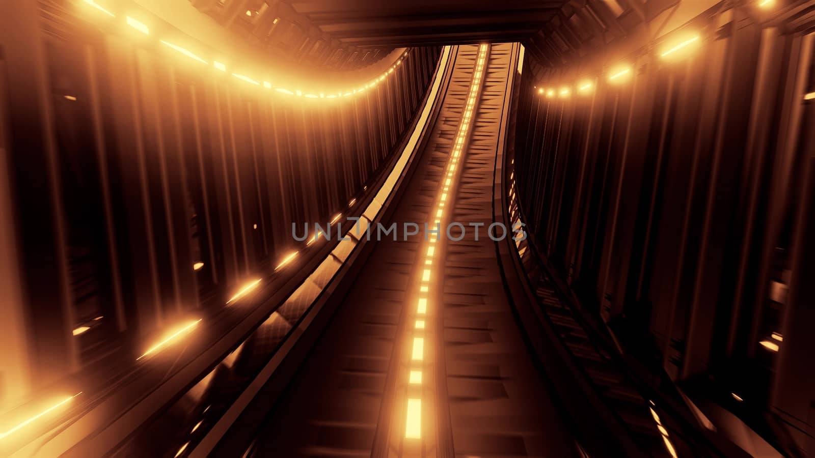 glowing fantasy tunnel corridor 3d illustration design wallpaper background, stylish endless design 3d rendering room