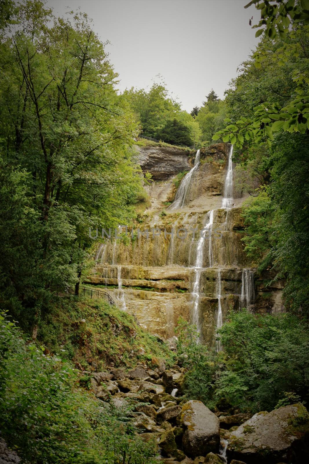 Cascades and waterfalls in the Jura region of France