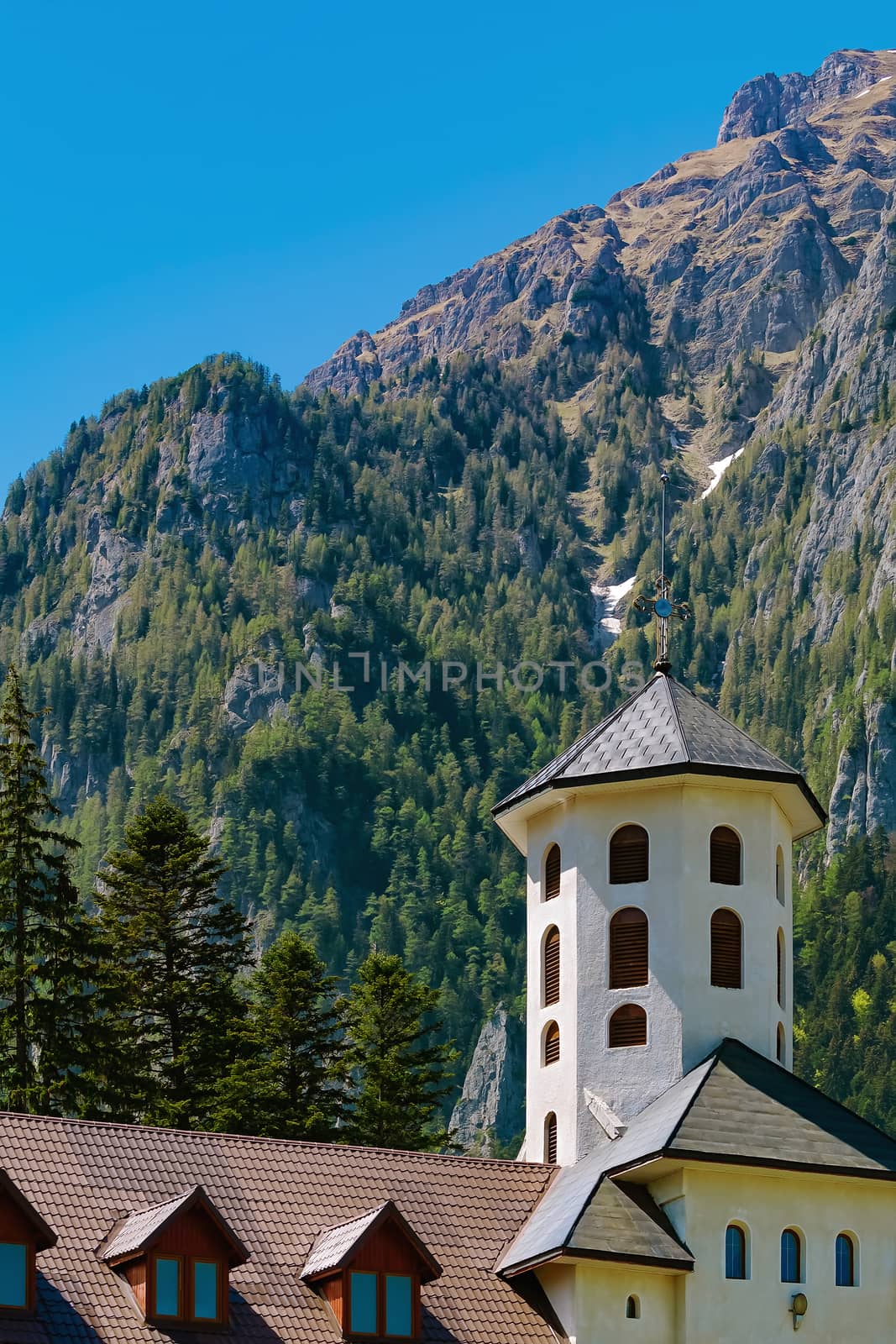 Caraiman Monastery Church at the Foot of the Bucegi Mountains 