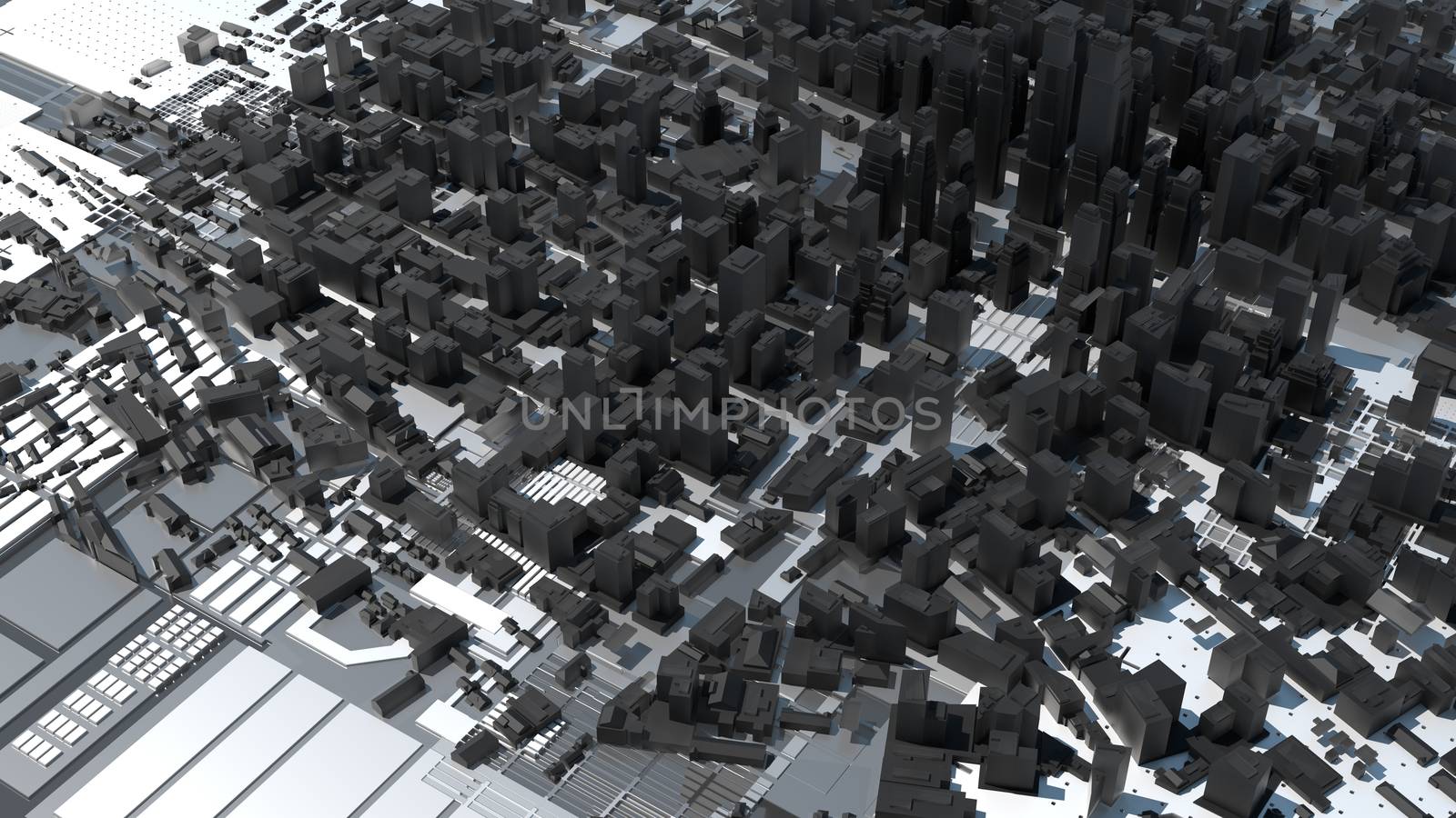 Futuristic 3D City, Aerial View by cherezoff