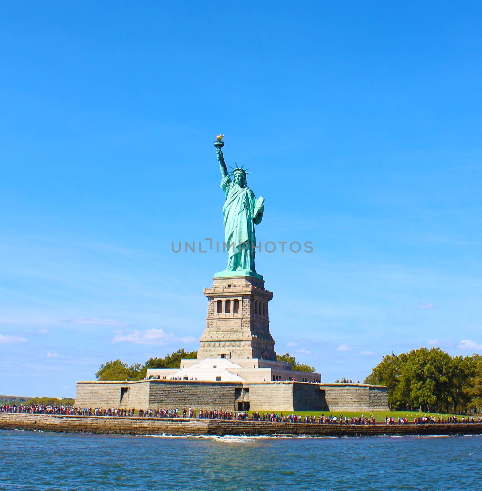 The Statue of Liberty from Liberty Harbor in New York.