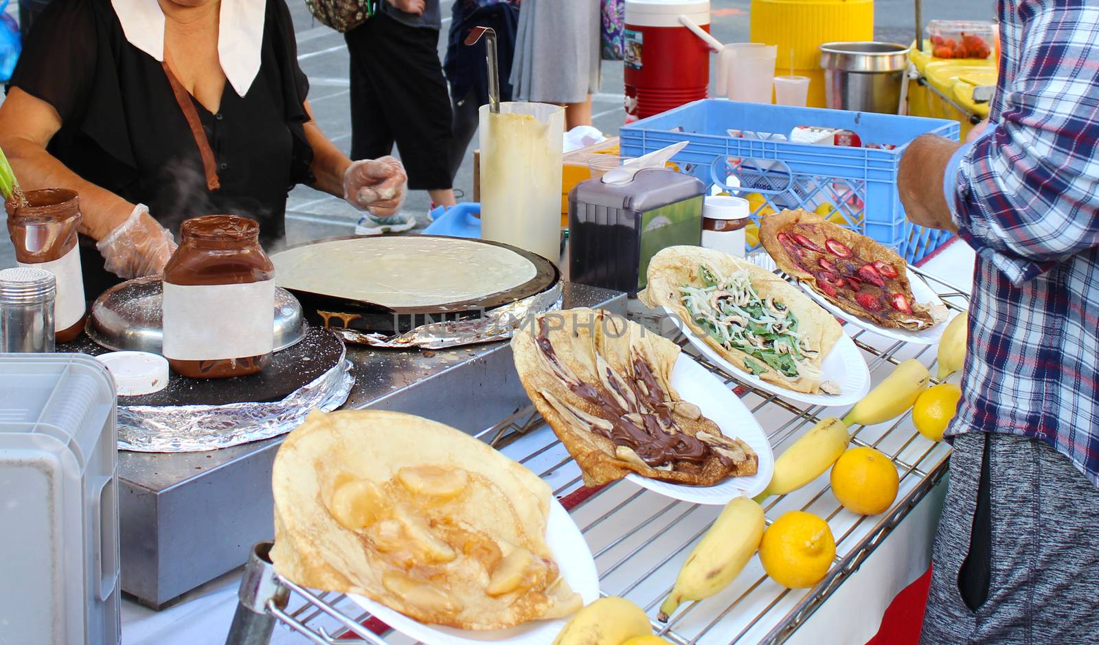 Delicious tasty street food on a grill at San Francisco, USA.Traditional food.