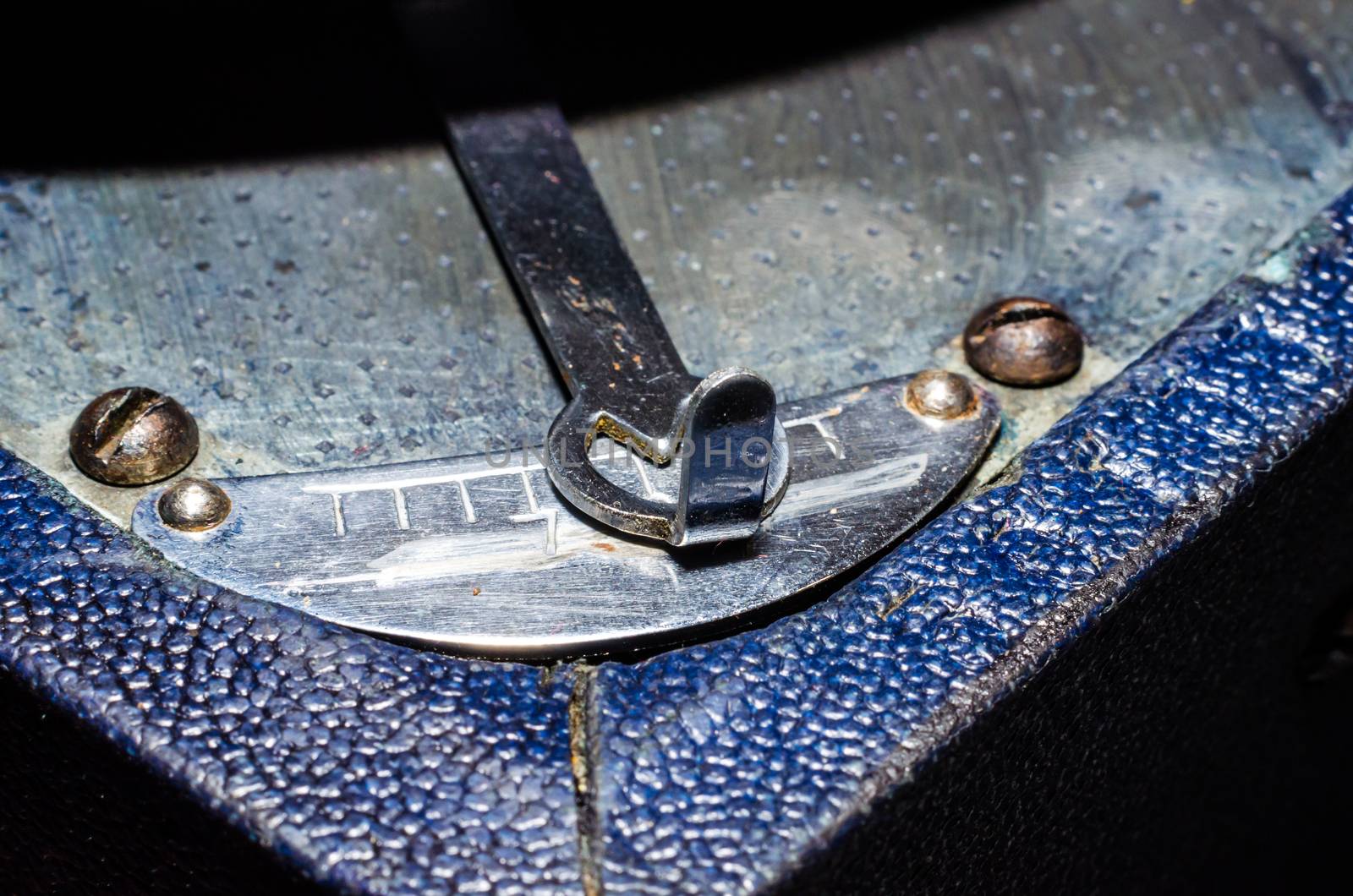 fragment of an old turntable record player 
close-up macro