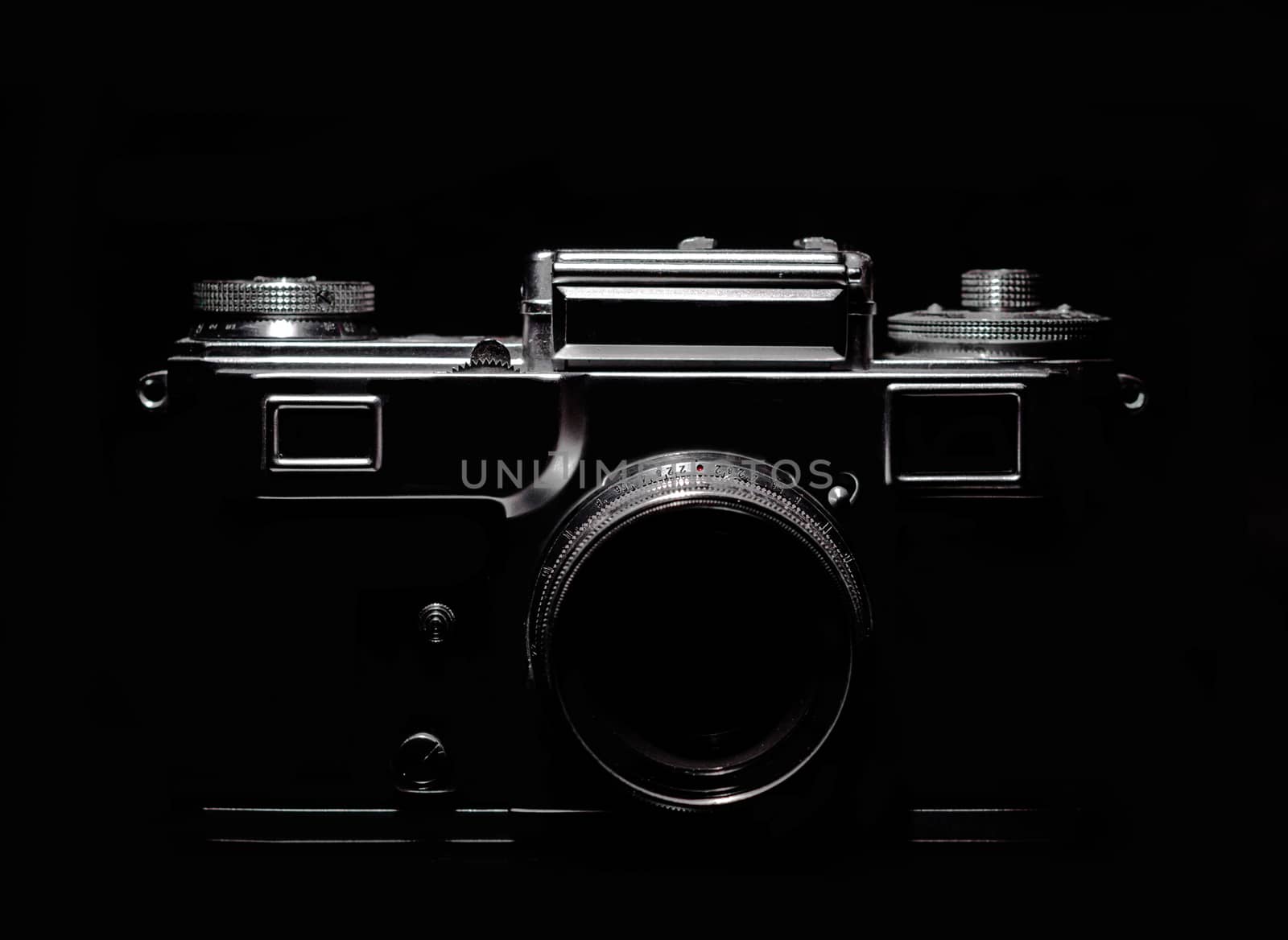 vintage camera silhouette in the dark