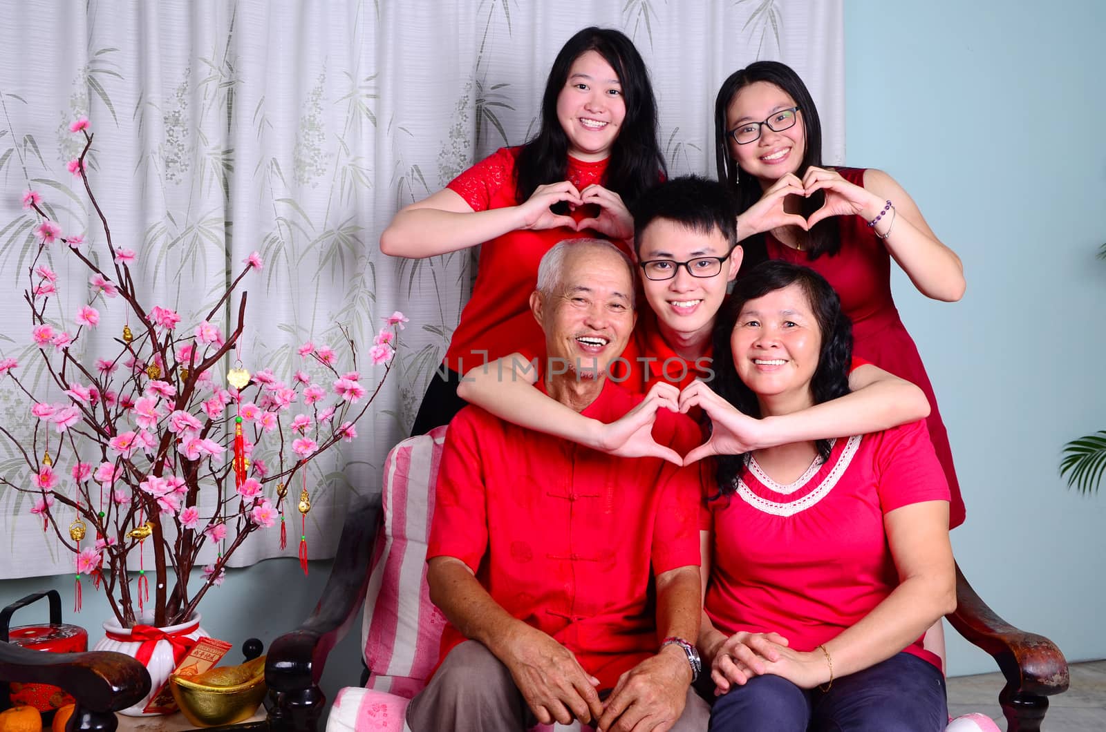 Asian family celebrating chinese new year