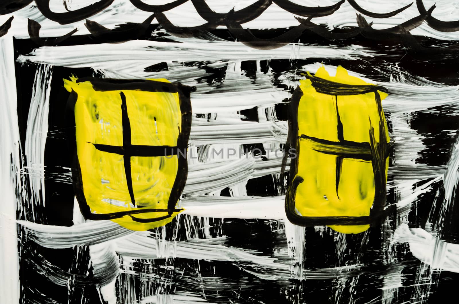 color abstract drawing painted on glass close up