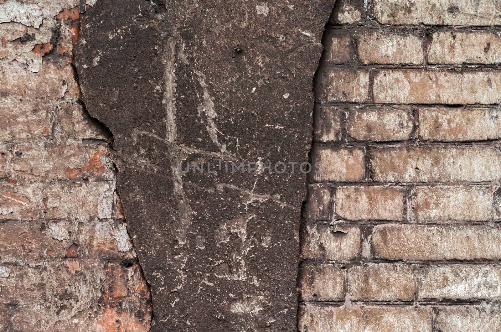texture of the old shabby dirty brick wall