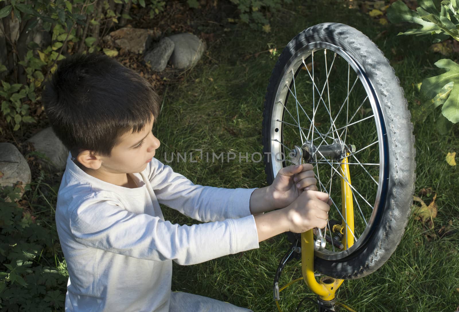 Kid who fix bikes by deyan_georgiev