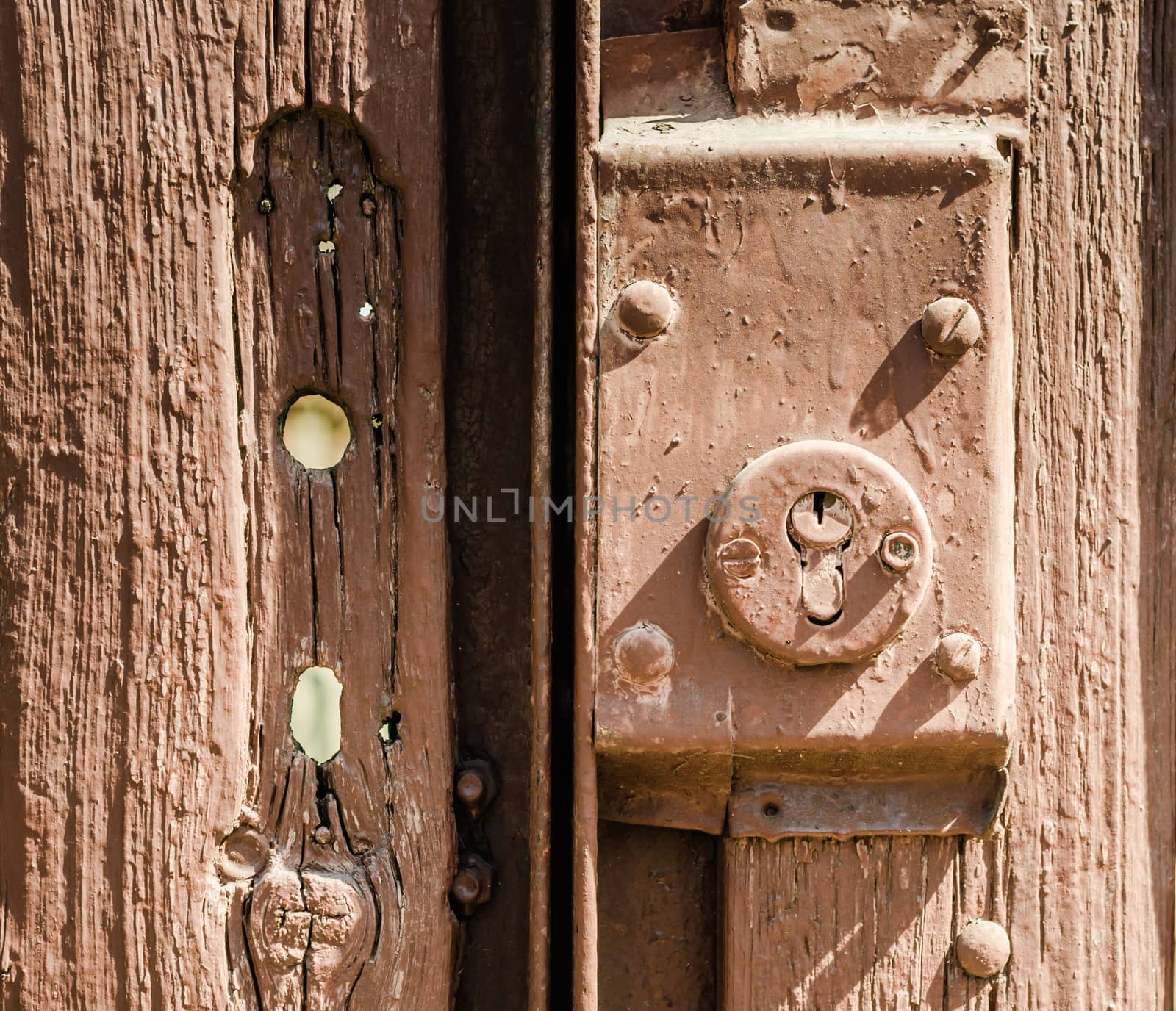 old door lock on wooden doors