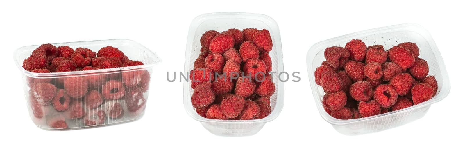 Packed Raspberries white isolated by deyan_georgiev