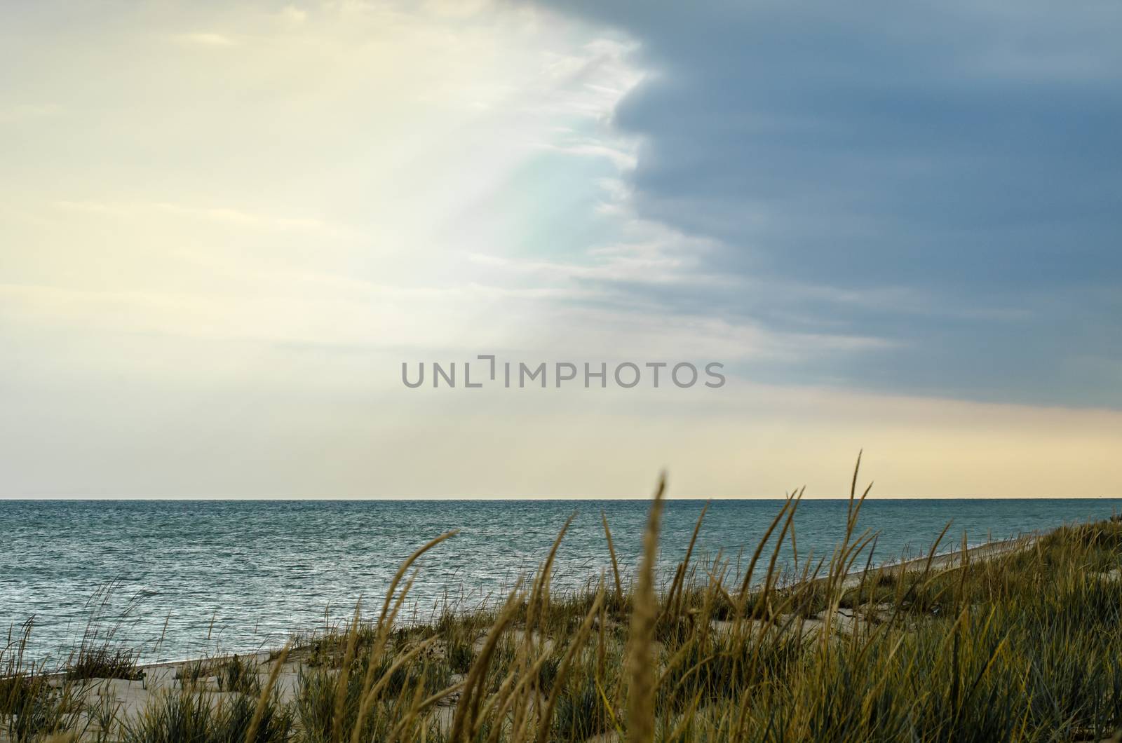 landscape blue sea sky and clouds