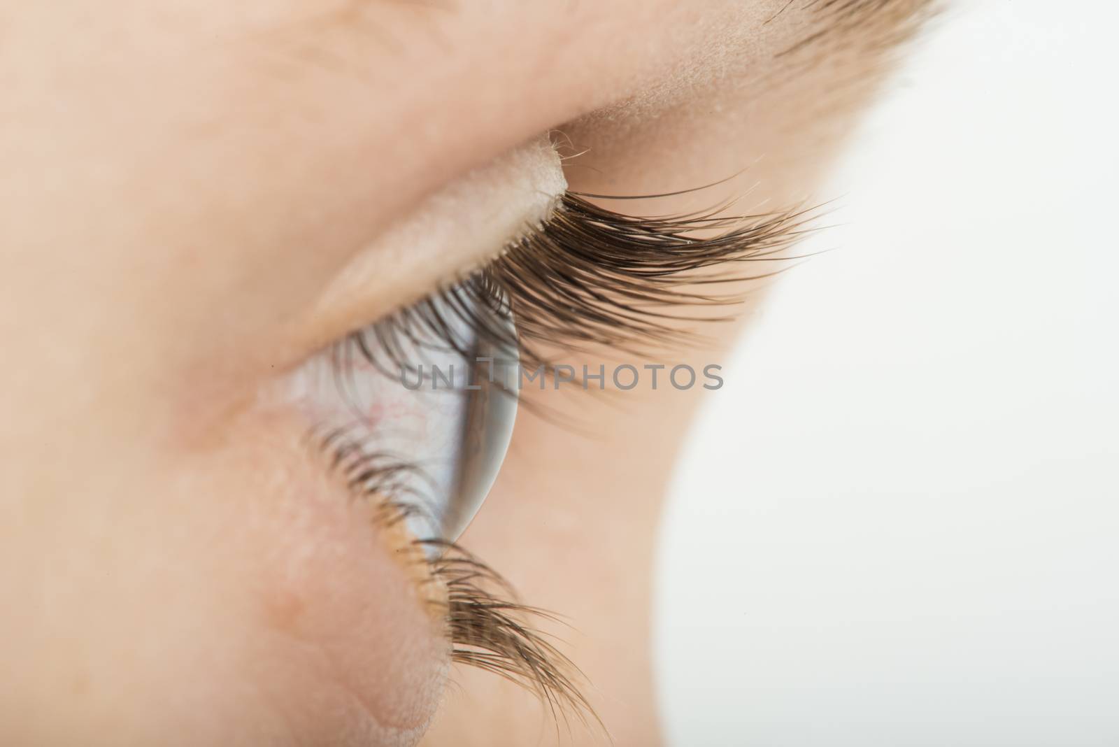 Human eye in profile. Close up studio shot