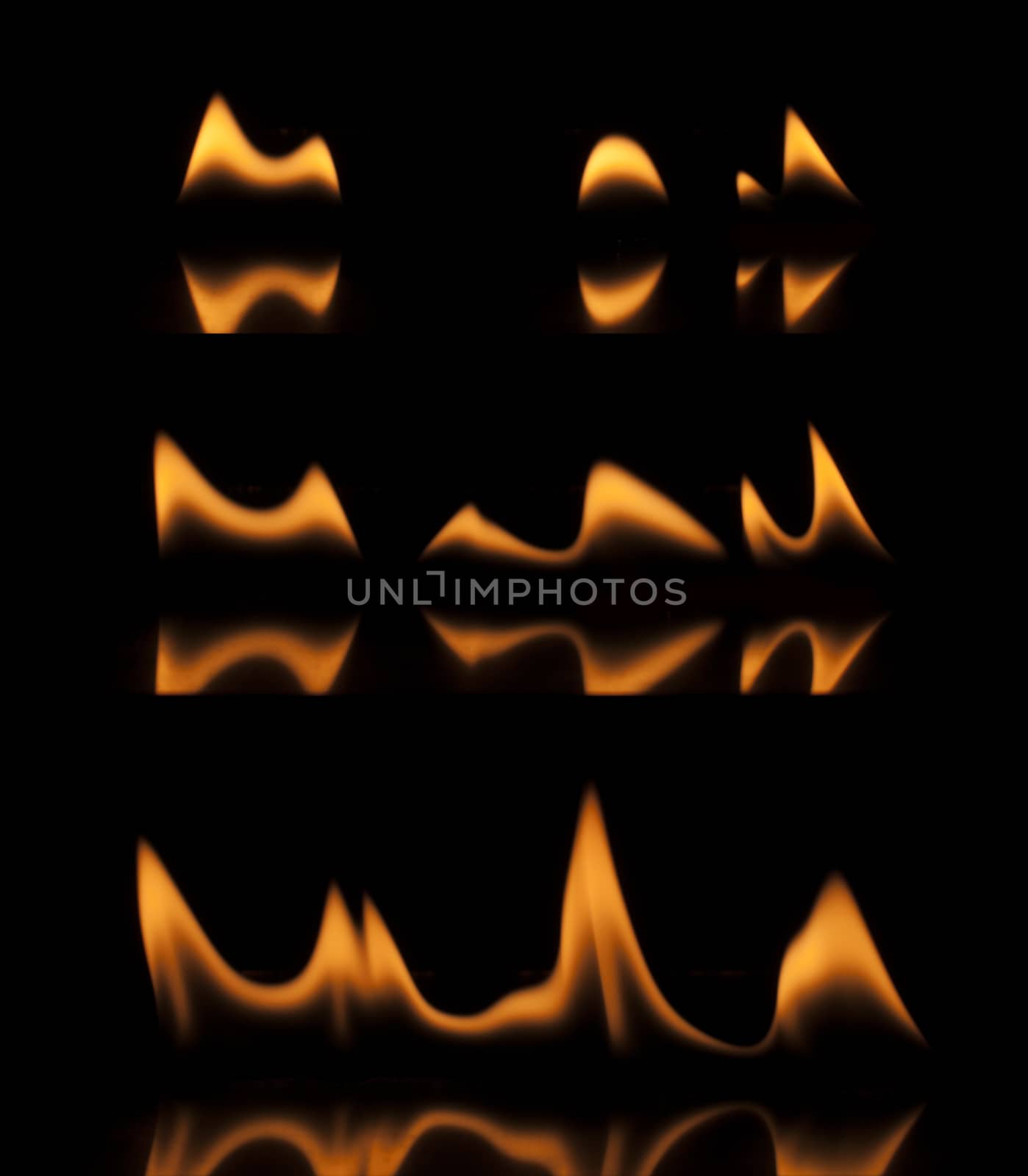 Fire on a black background. Studio shot flames