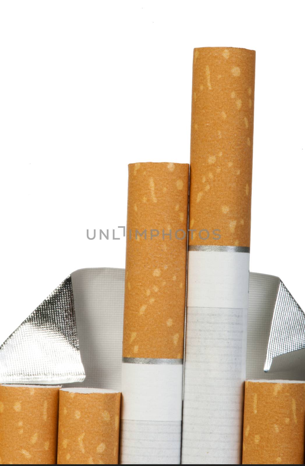 Pack of cigarettes. White isolated studio shot