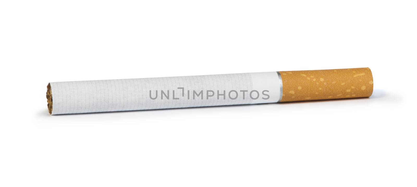 One cigarette isolated on white background