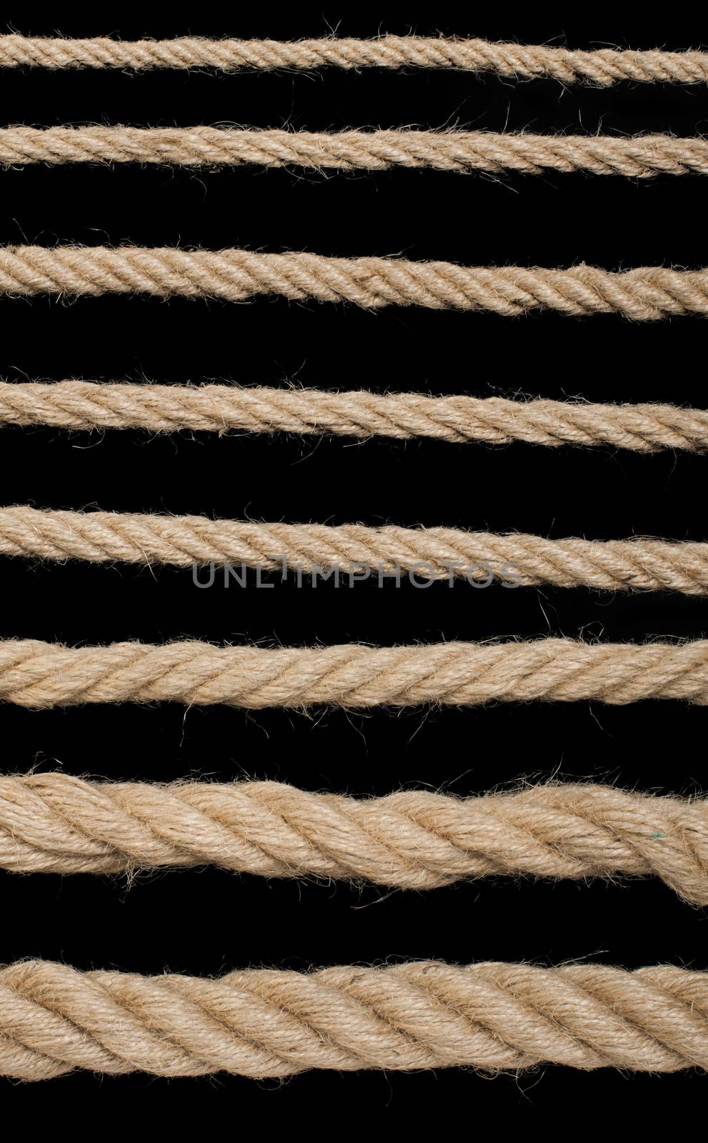 Set of hemp ropes. Black isolated.