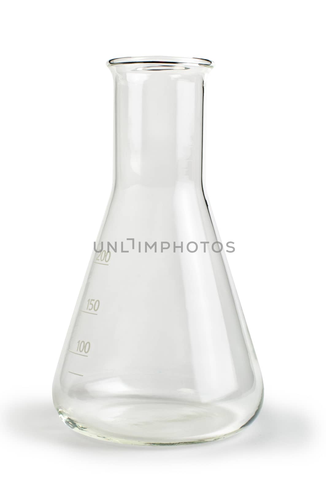 Empty glass laboratory utensils.Laboratory beakers on white background