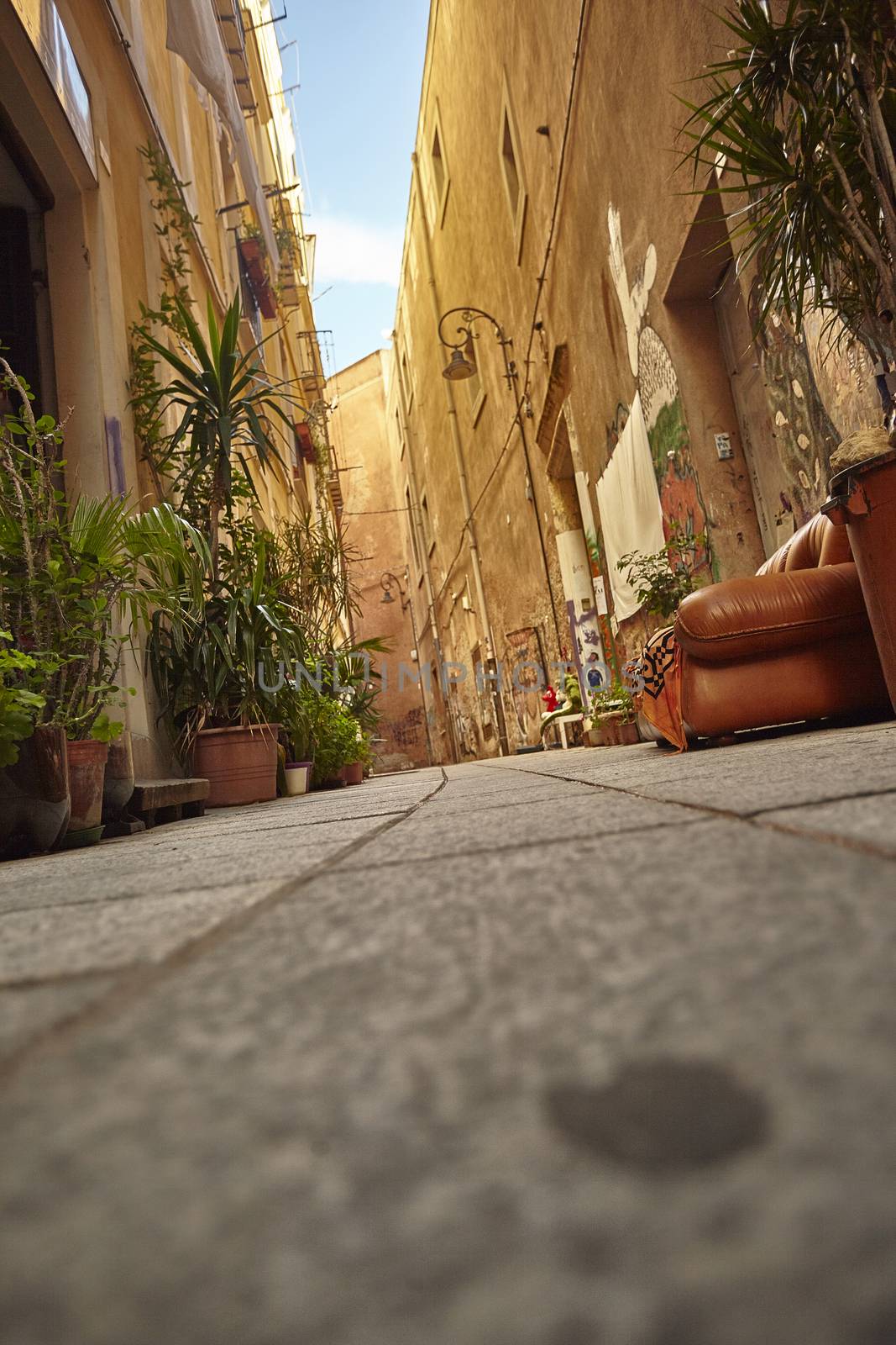 A very characteristic small alley in the heart of the city of Cagliari in Sardinia.