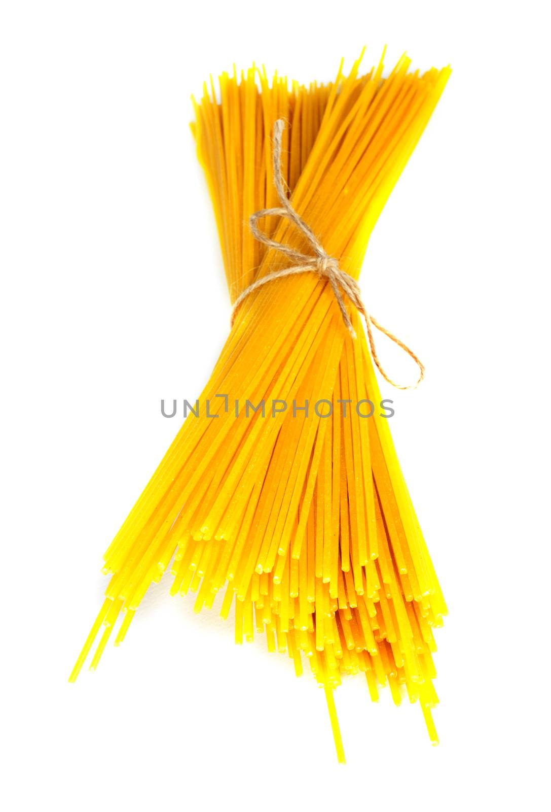 Bundle of spaghetti white isolated