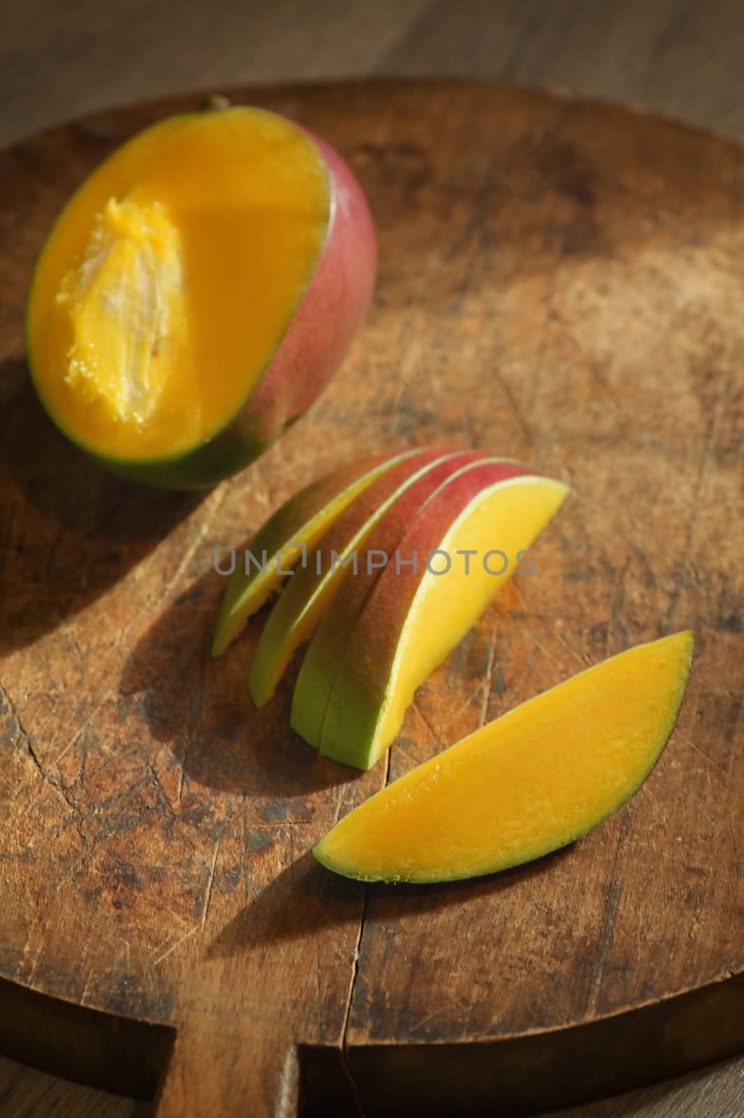 Fresh Mango Fruit On Wooden Table