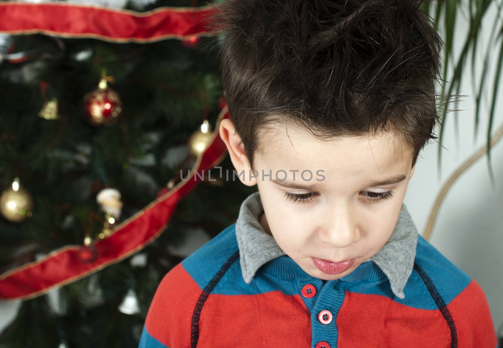 Unhappy little boy on christmass by deyan_georgiev