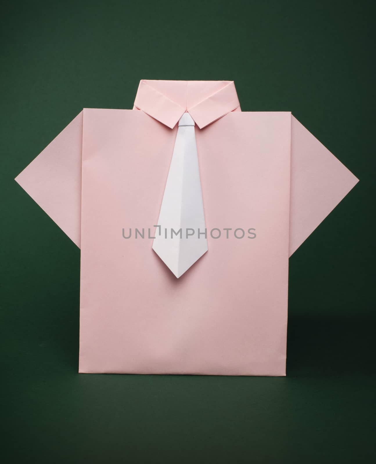 Isolated paper made pink shirt with white tie by deyan_georgiev