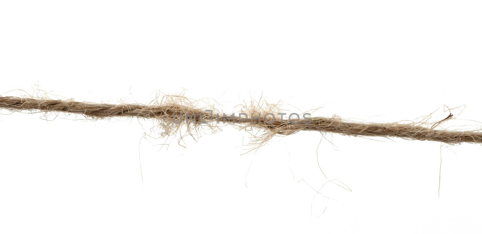 Torn broun natural hemp rope