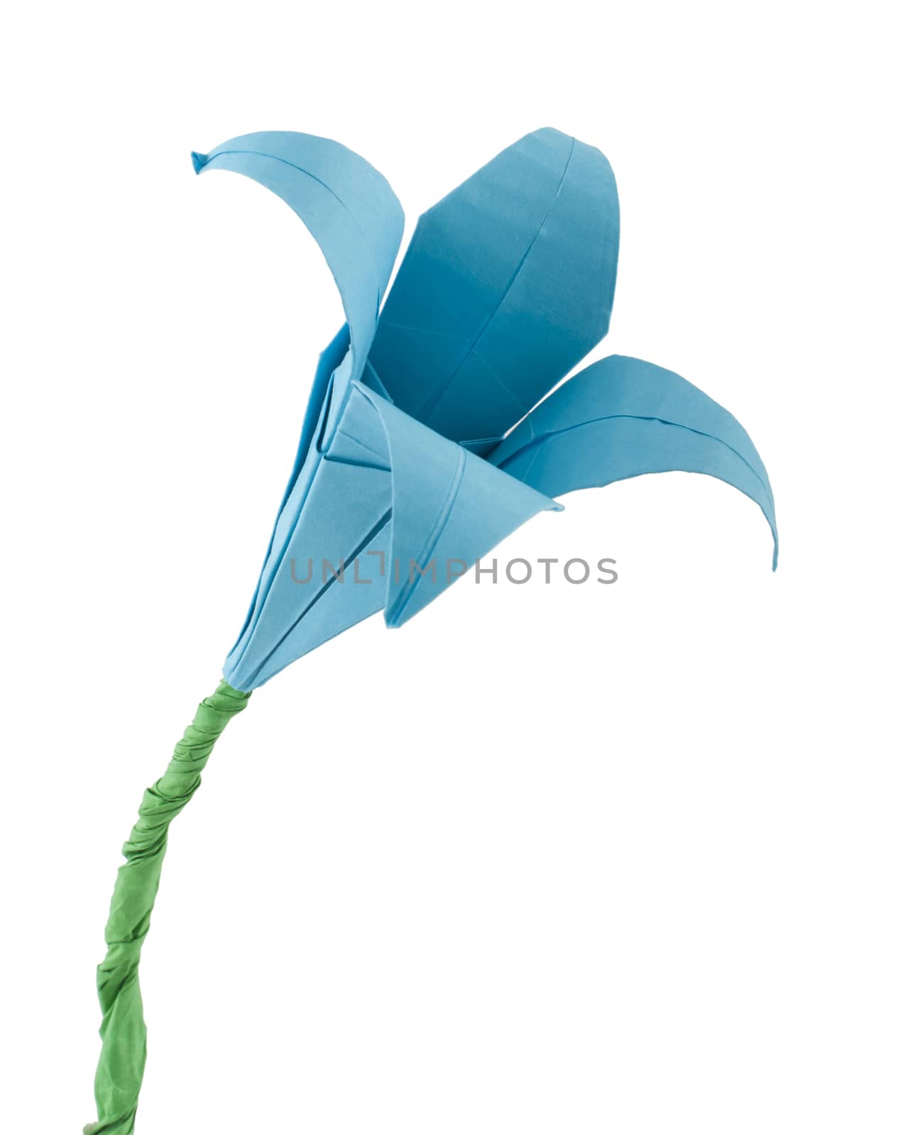 Origami blue flower white isolated. by deyan_georgiev