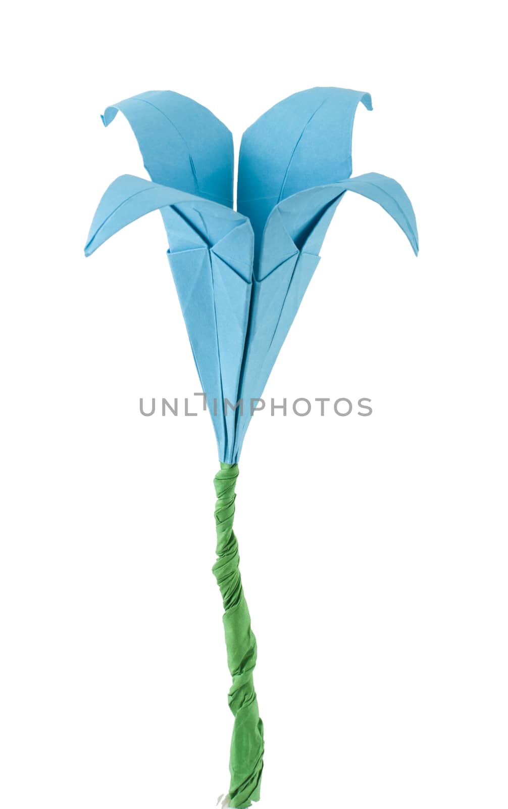 Origami blue flower white isolated. by deyan_georgiev