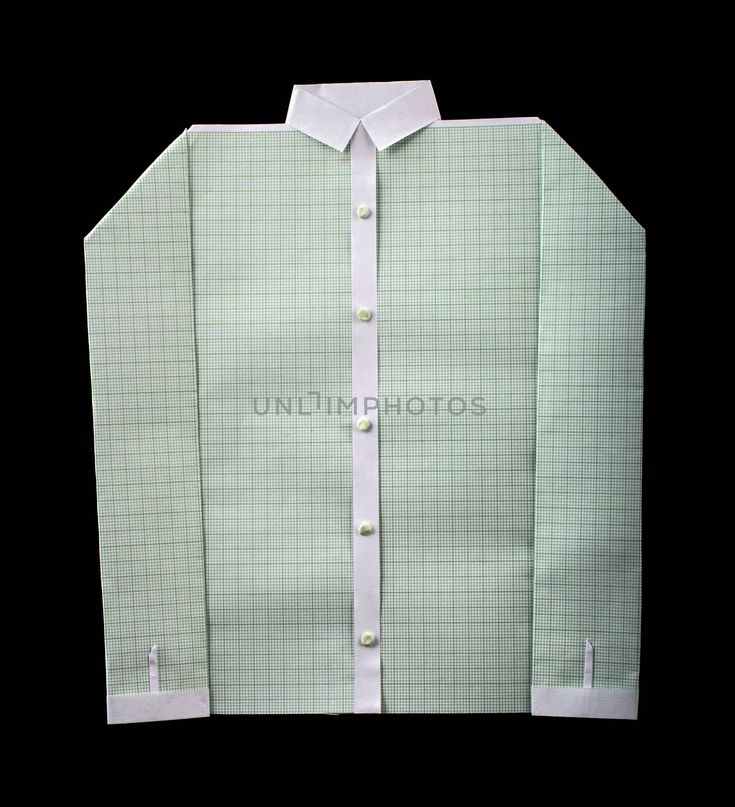 Isolated paper made white shirt.Folded origami style
