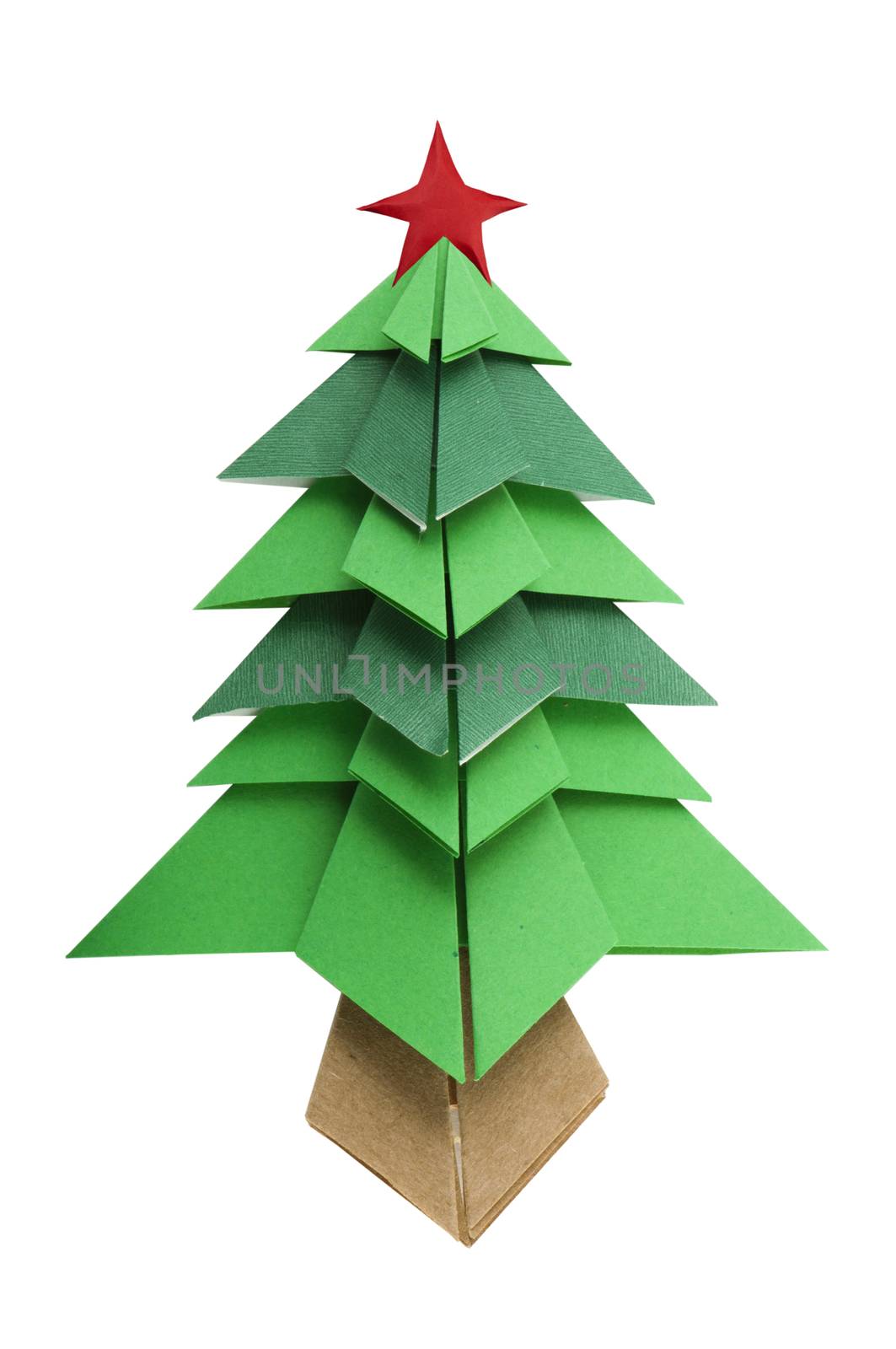 Christmas tree white isolated origami